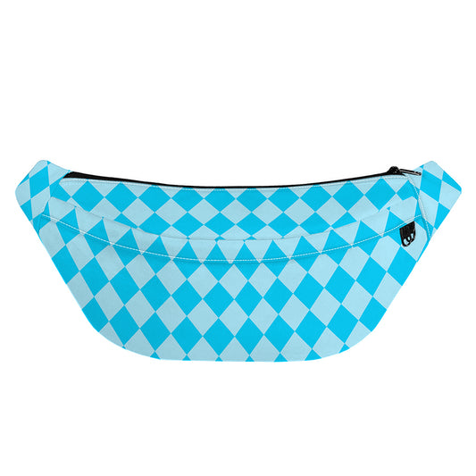 Blue Harlequin Pattern Print Fanny Pack
