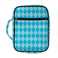 Blue Harlequin Pattern Print Front Pocket Bible Bag