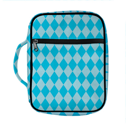 Blue Harlequin Pattern Print Front Pocket Bible Bag