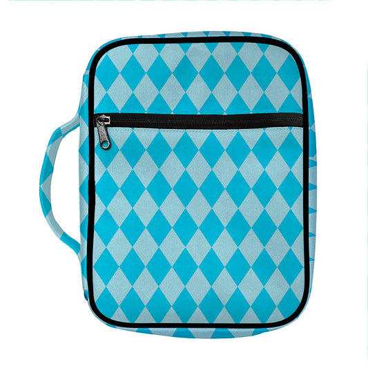 Blue Harlequin Pattern Print Front Pocket Bible Bag