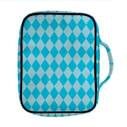 Blue Harlequin Pattern Print Front Pocket Bible Bag