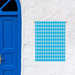 Blue Harlequin Pattern Print Garden Flag