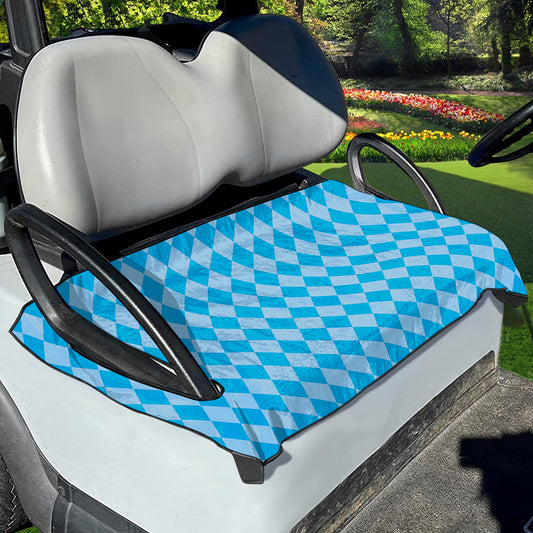 Blue Harlequin Pattern Print Golf Cart Seat Cover