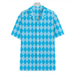 Blue Harlequin Pattern Print Hawaiian Shirt