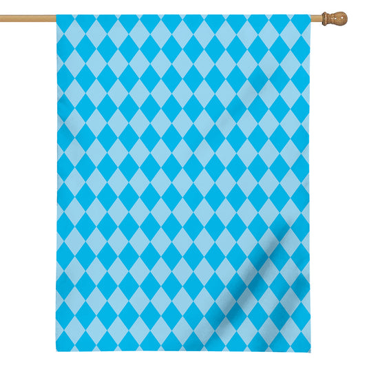 Blue Harlequin Pattern Print House Flag