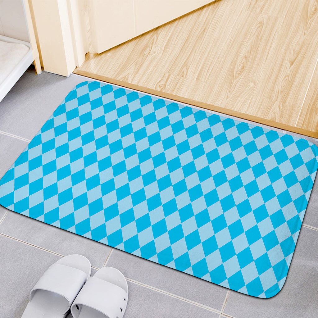 Blue Harlequin Pattern Print Indoor Door Mat