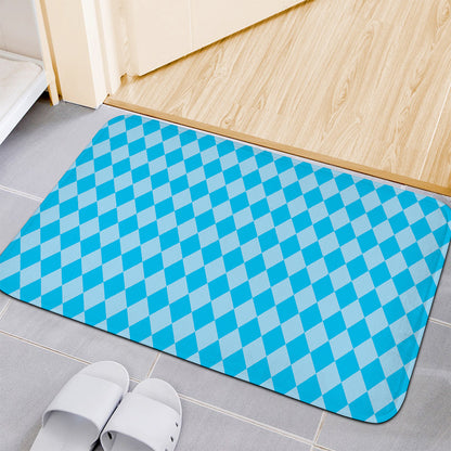 Blue Harlequin Pattern Print Indoor Door Mat
