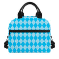 Blue Harlequin Pattern Print Insulated Lunch Bag
