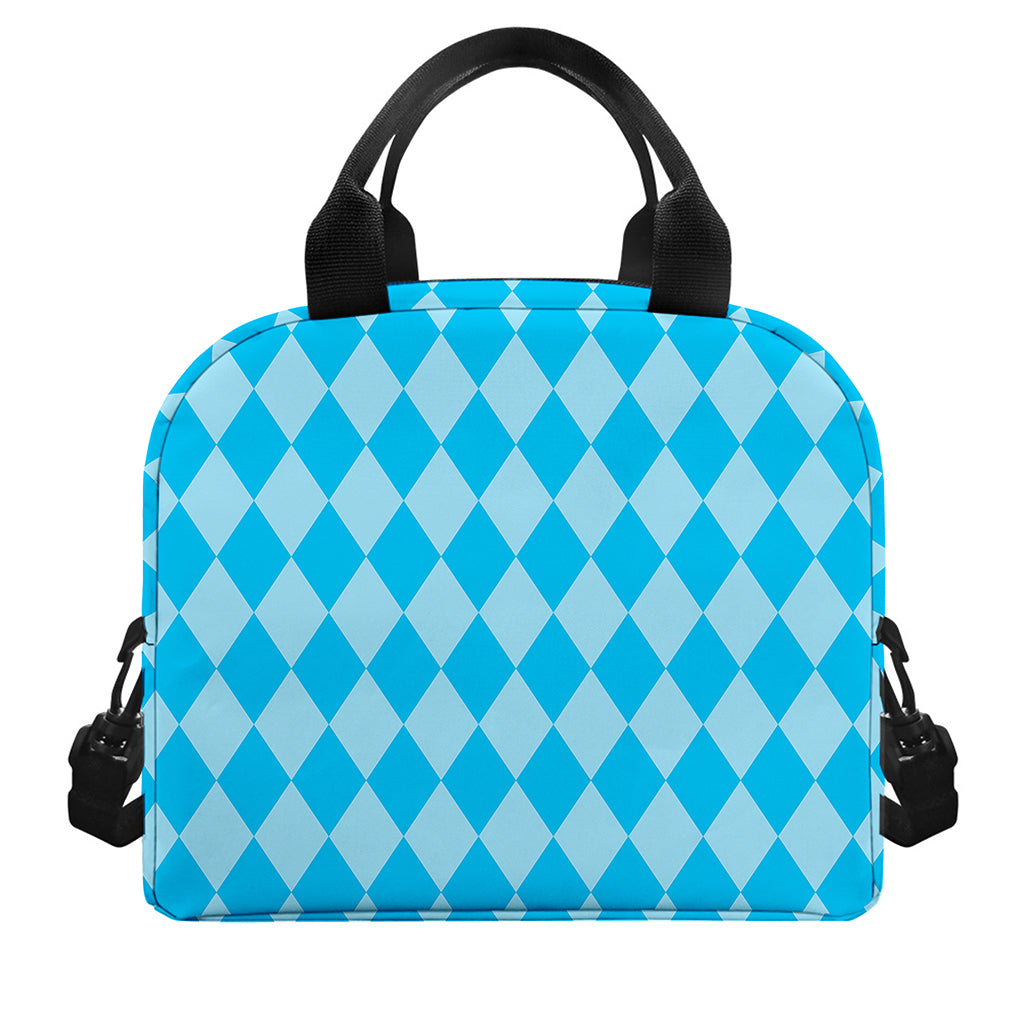 Blue Harlequin Pattern Print Insulated Lunch Bag