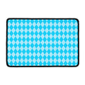 Blue Harlequin Pattern Print Kitchen Mat