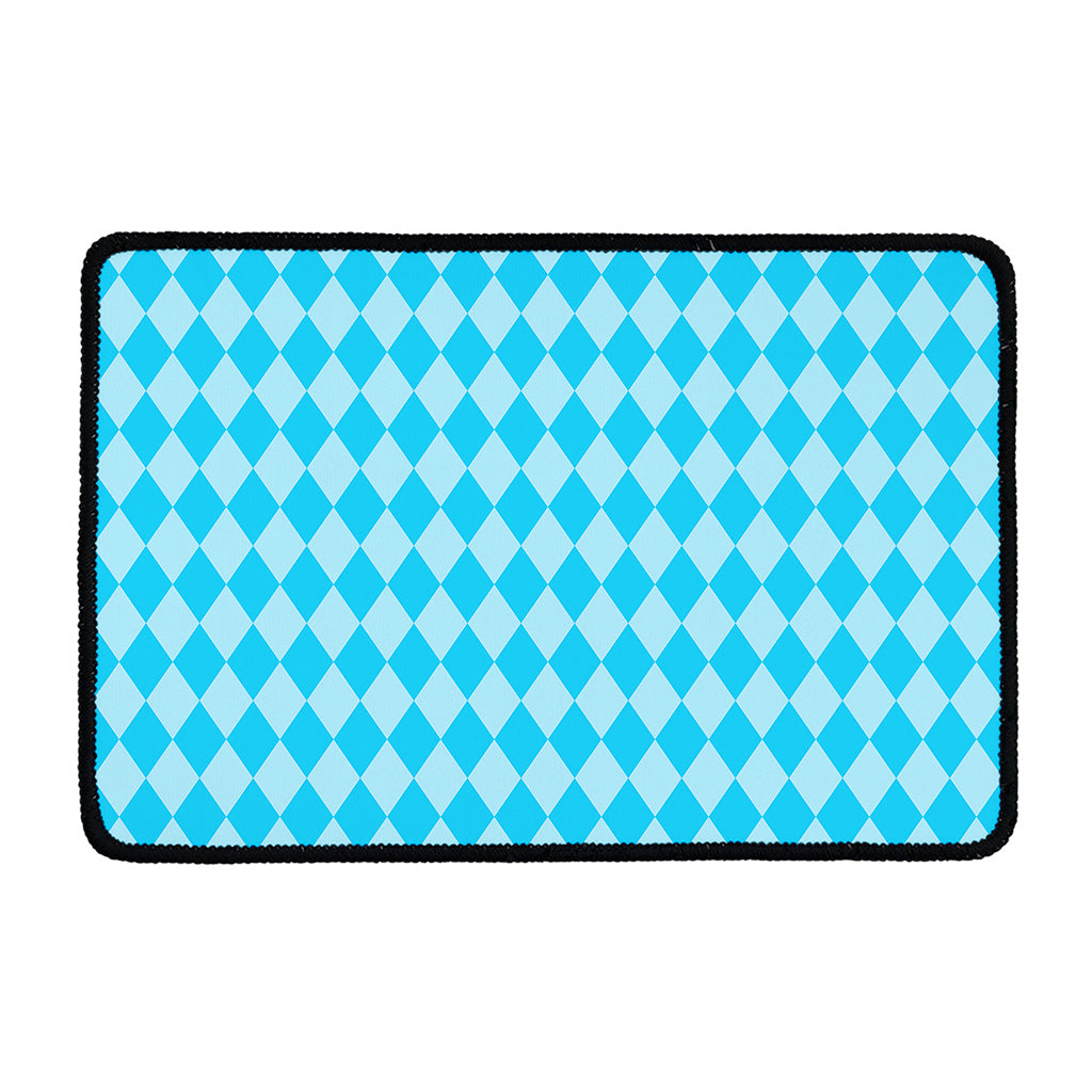 Blue Harlequin Pattern Print Kitchen Mat