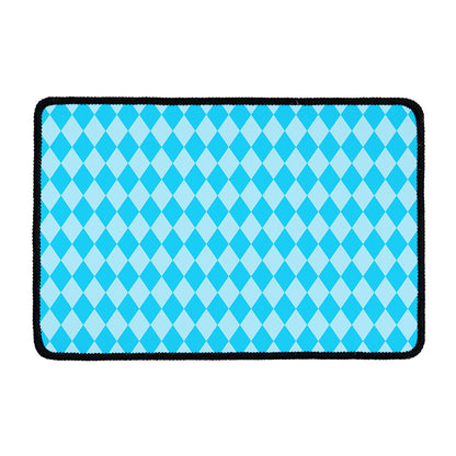 Blue Harlequin Pattern Print Kitchen Mat