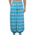 Blue Harlequin Pattern Print Lantern Pants