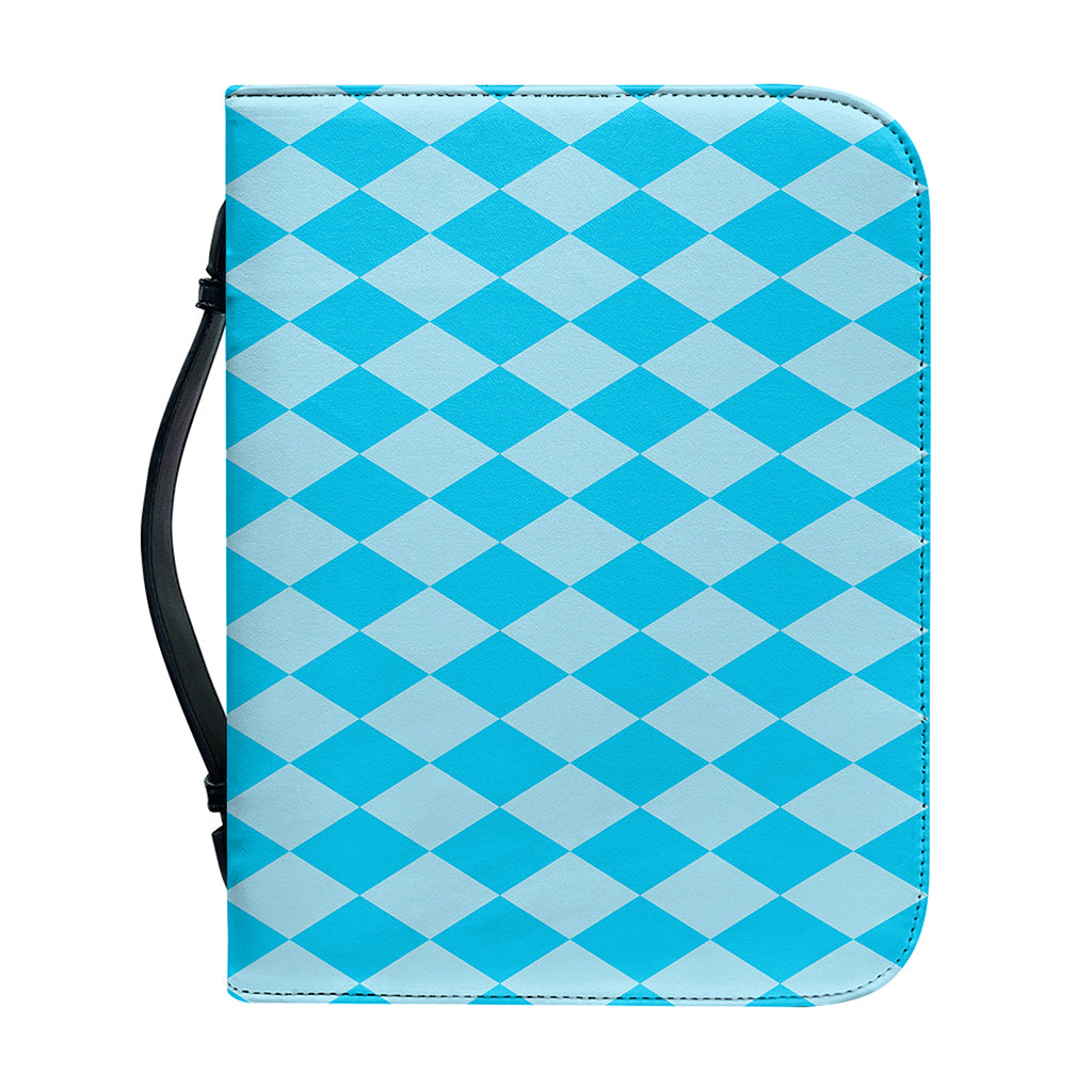Blue Harlequin Pattern Print Leather Bible Cover