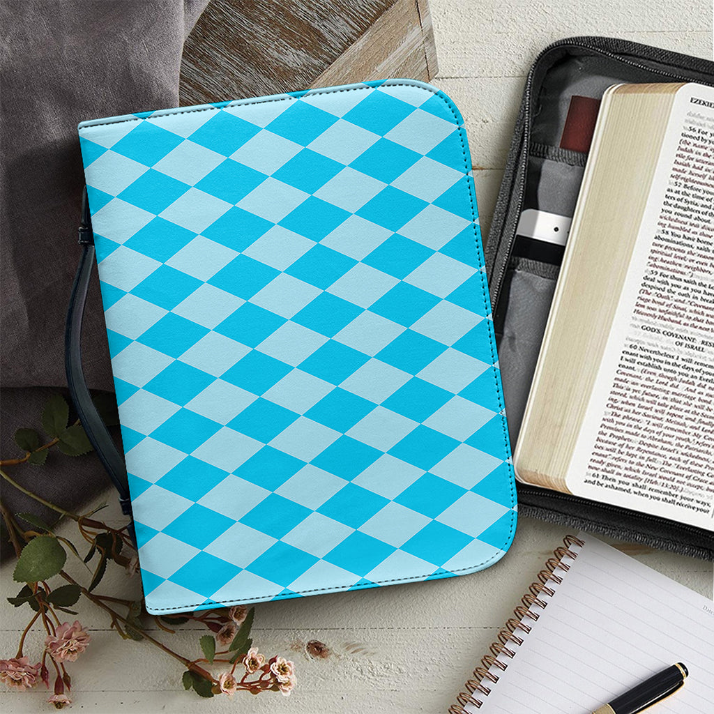 Blue Harlequin Pattern Print Leather Bible Cover
