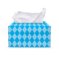 Blue Harlequin Pattern Print Leather Tissue Box Cover