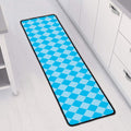 Blue Harlequin Pattern Print Long Kitchen Mat