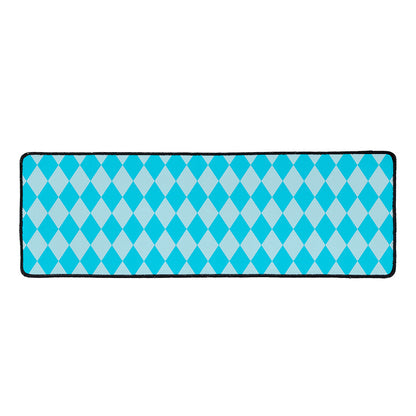 Blue Harlequin Pattern Print Long Kitchen Mat