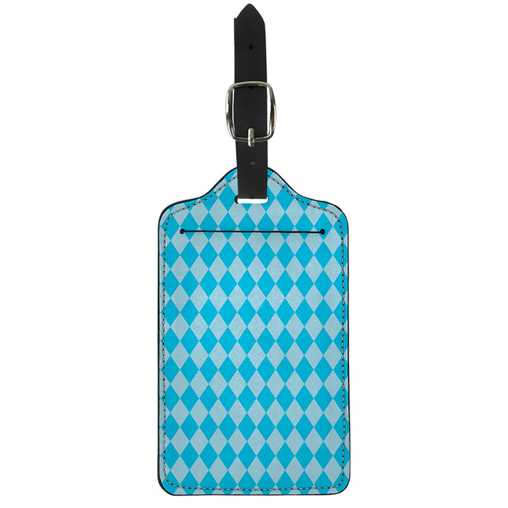 Blue Harlequin Pattern Print Luggage Tag