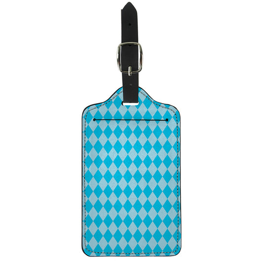 Blue Harlequin Pattern Print Luggage Tag