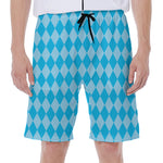 Blue Harlequin Pattern Print Men's Beach Shorts