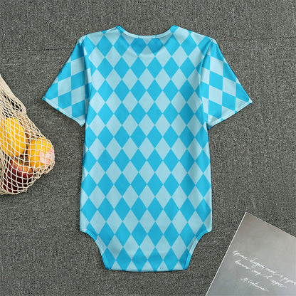 Blue Harlequin Pattern Print Men's Bodysuit