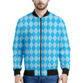 Blue Harlequin Pattern Print Men's Bomber Jacket