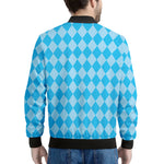 Blue Harlequin Pattern Print Men's Bomber Jacket