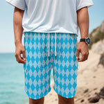 Blue Harlequin Pattern Print Men's Cargo Shorts