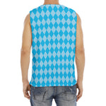 Blue Harlequin Pattern Print Men's Fitness Tank Top