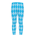 Blue Harlequin Pattern Print Men's Leggings