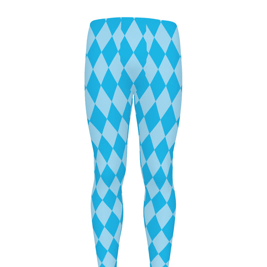 Blue Harlequin Pattern Print Men's leggings