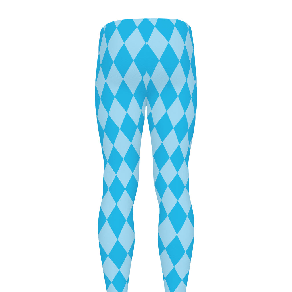 Blue Harlequin Pattern Print Men's leggings