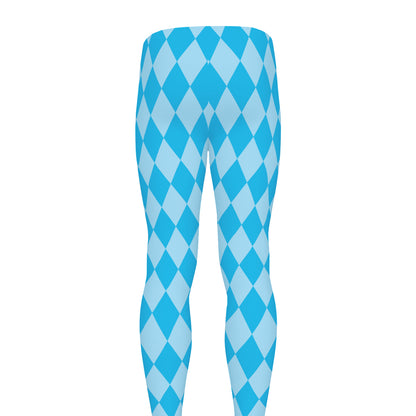 Blue Harlequin Pattern Print Men's leggings