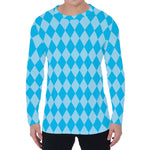 Blue Harlequin Pattern Print Men's Long Sleeve T-Shirt