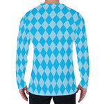 Blue Harlequin Pattern Print Men's Long Sleeve T-Shirt