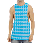 Blue Harlequin Pattern Print Men's Muscle Tank Top