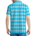 Blue Harlequin Pattern Print Men's Polo Shirt
