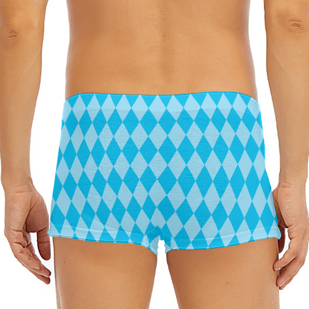 Blue Harlequin Pattern Print Men's Short Boxer Briefs