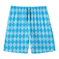 Blue Harlequin Pattern Print Men's Swim Trunks