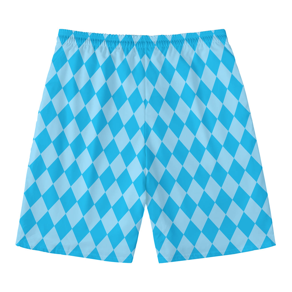 Blue Harlequin Pattern Print Men's Swim Trunks