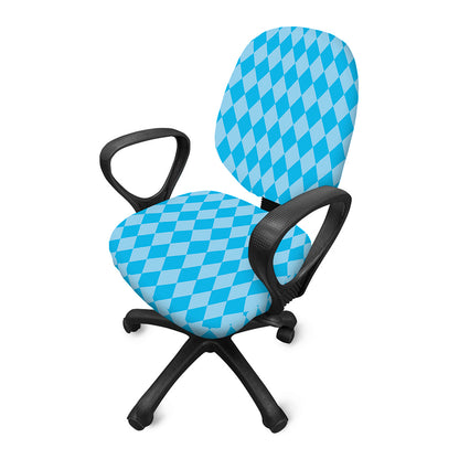 Blue Harlequin Pattern Print Office Chair Cover