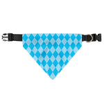 Blue Harlequin Pattern Print Over The Collar Dog Bandana