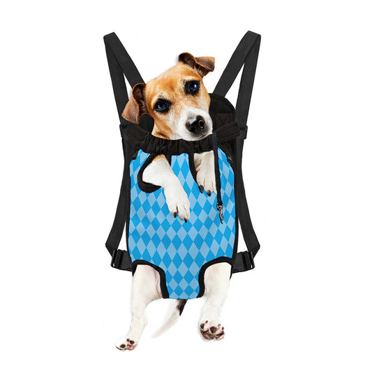 Blue Harlequin Pattern Print Pet Carrier Backpack