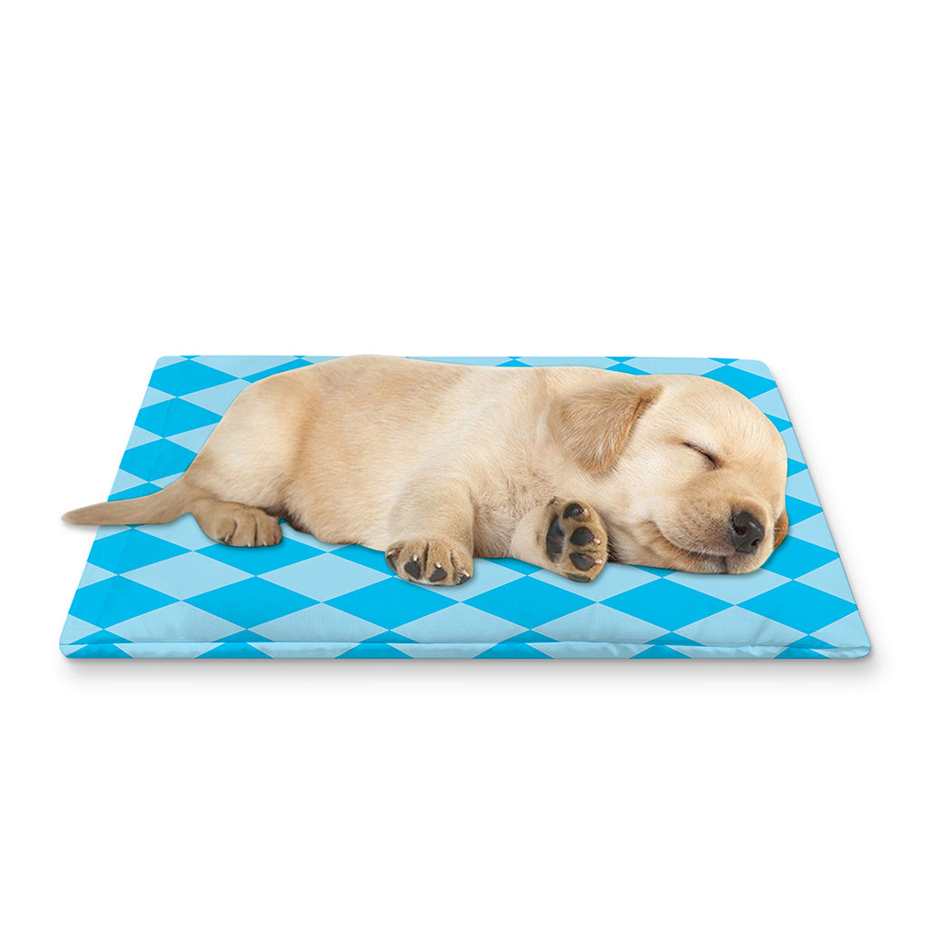Blue Harlequin Pattern Print Pet Cooling Mat Cover