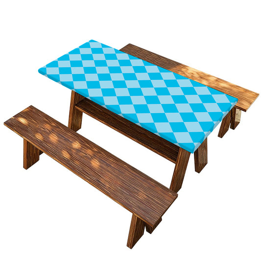 Blue Harlequin Pattern Print Picnic Table Cover
