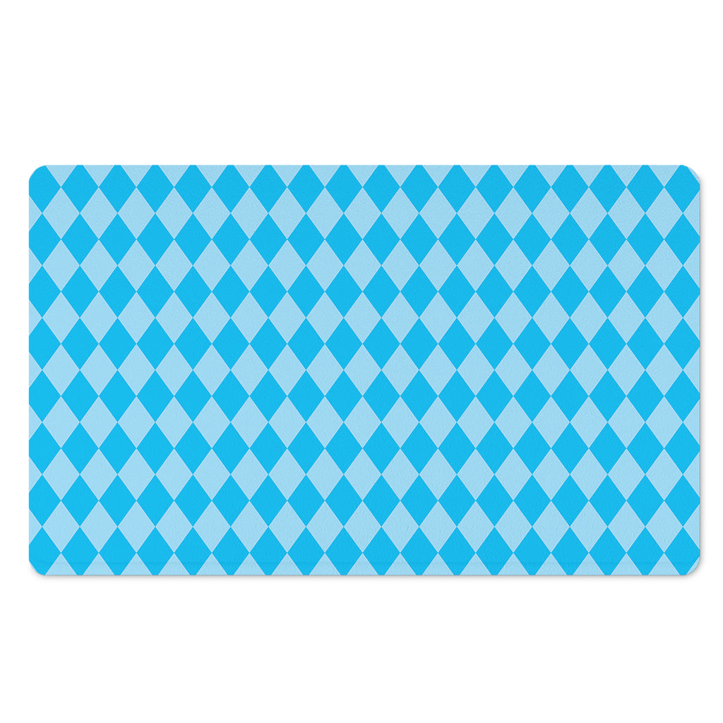 Blue Harlequin Pattern Print Polyester Doormat