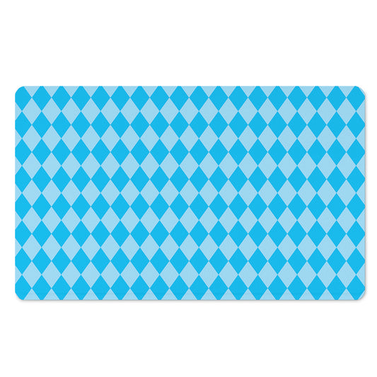 Blue Harlequin Pattern Print Polyester Doormat