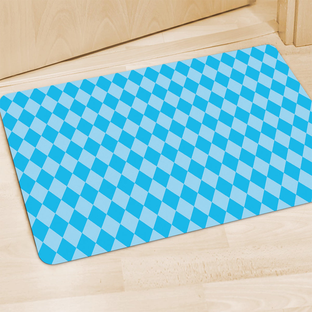 Blue Harlequin Pattern Print Polyester Doormat