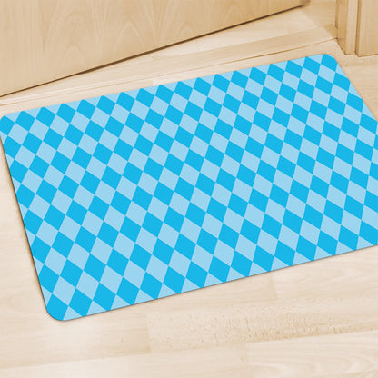 Blue Harlequin Pattern Print Polyester Doormat
